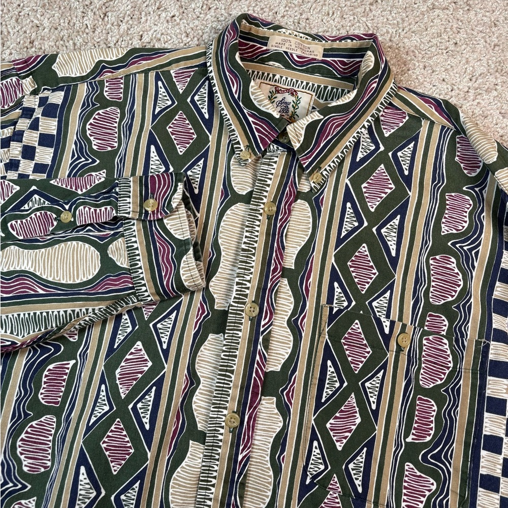 Sears Roebuck Co Vintage 100% Cotton Wild Paisley Print Mens Sz L